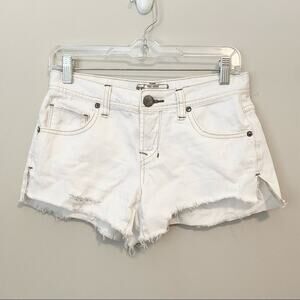 FREE PEOPLE White Denim Distressed Cutoff Shorts
